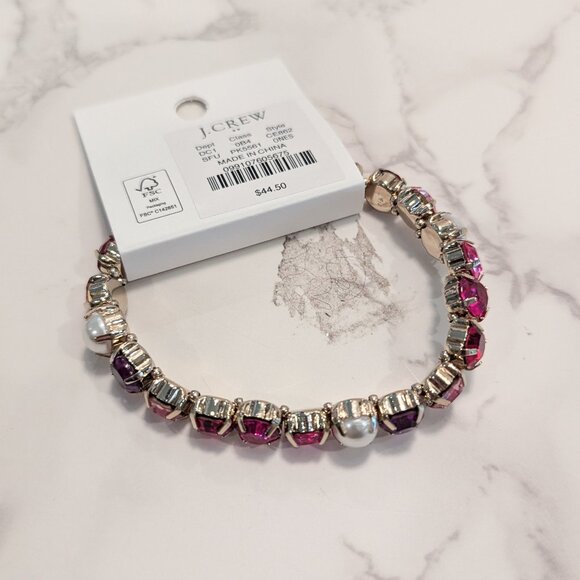 J.Crew Factory Crystal and Pearl Stretch Bracelet - Picture 5 of 8